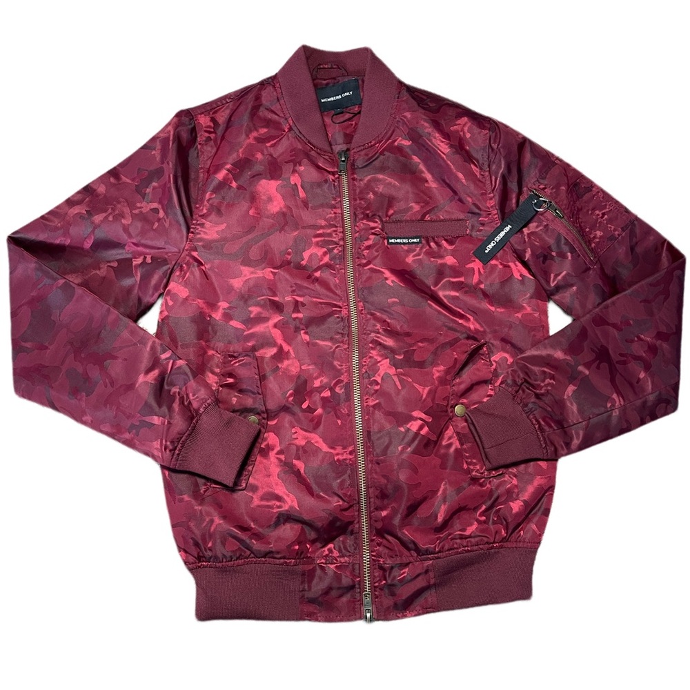 Maroon Members Only Bomber Jacket